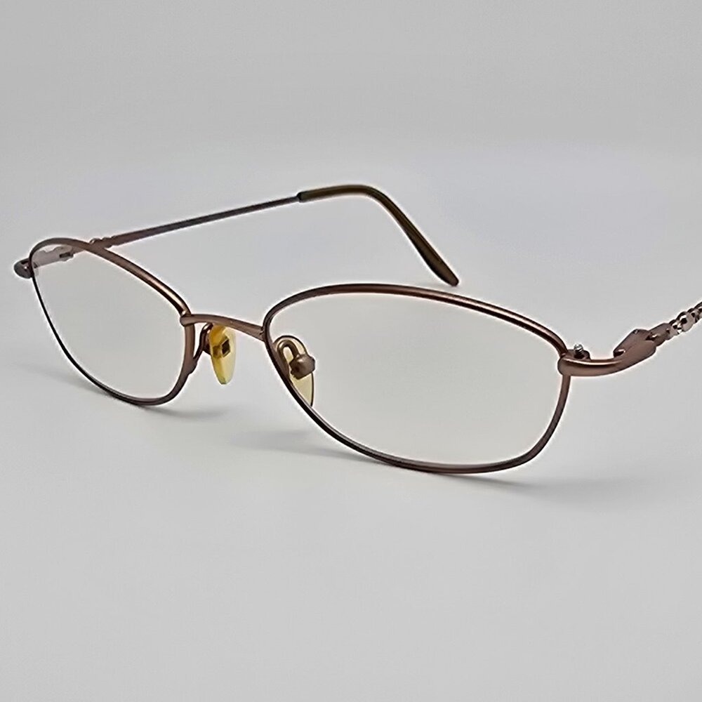 Geoffrey Beene Memories Brown Rhinestone Eyeglasses Frame w/ Flexhinge 52-18-135